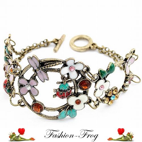 Armband Blume Blüte Käfer Marienkäfer Libelle Strass