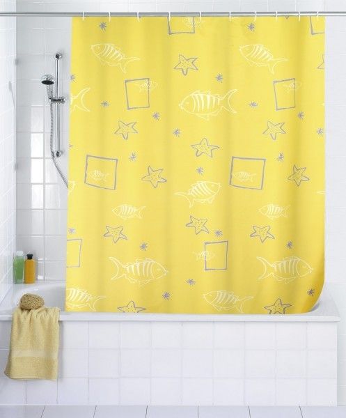 WENKO Duschvorhang Textil 180 x 200 inkl. Duschvorhangringe Dusche