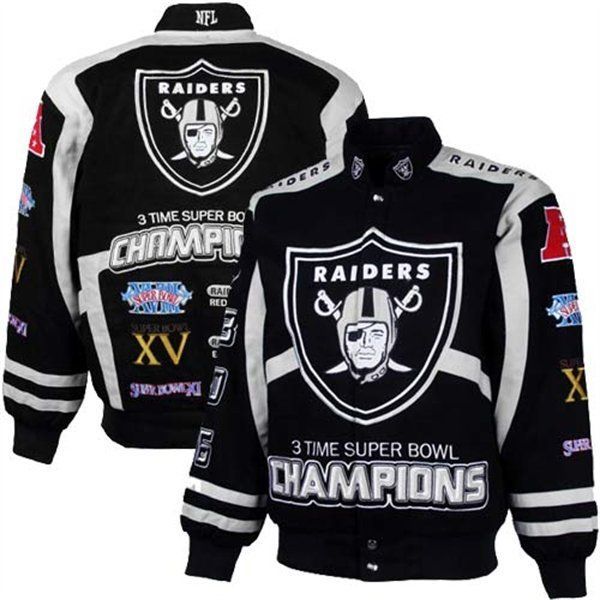 Oakland Raiders Black Silver 3 TimeSuper Bowl Commemorative Jacket by