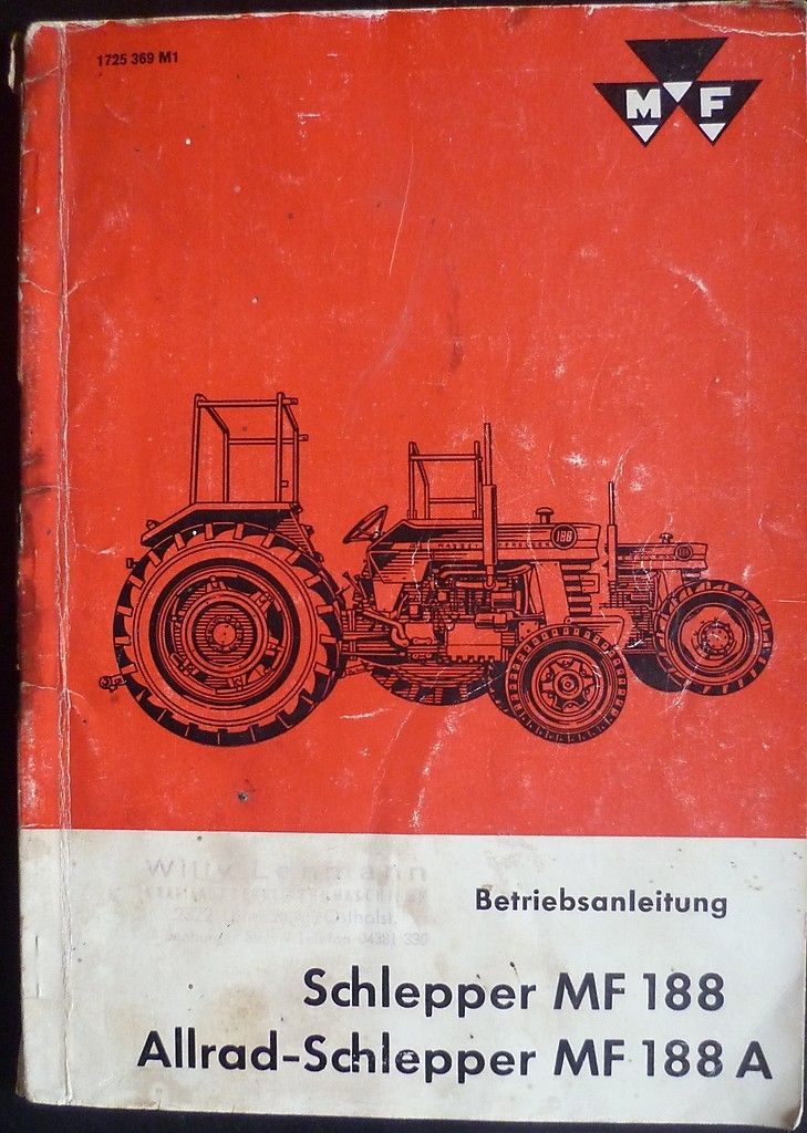 Massey Ferguson Schlepper MF 188 (Allrad) Anleitung