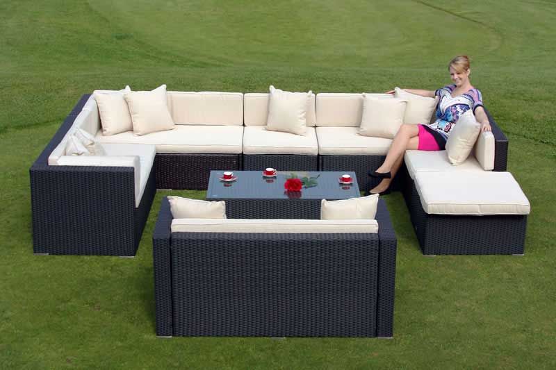 Modulares Poly Rattan Sofa RomV, anthrazit