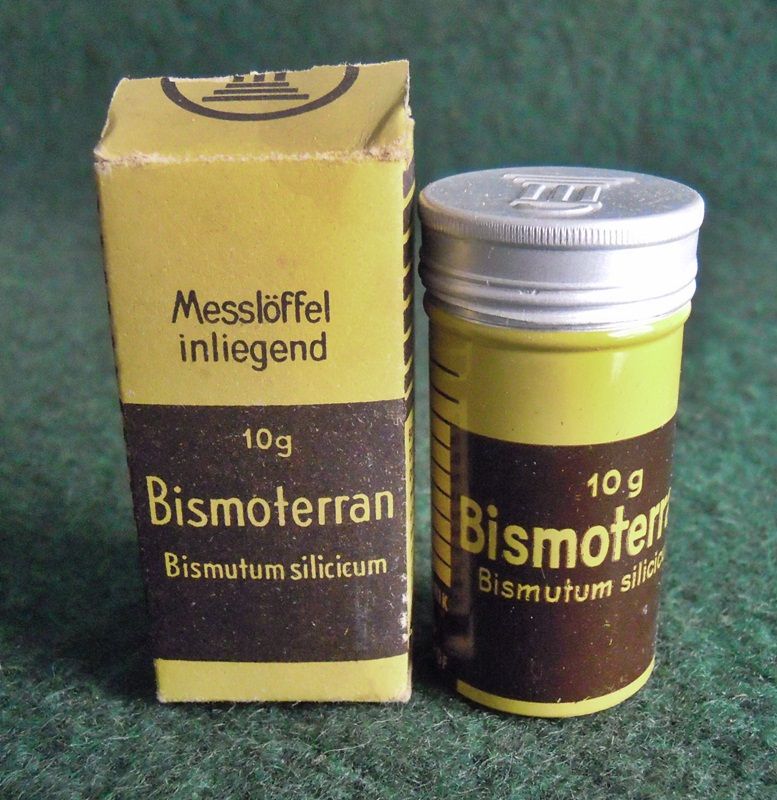 Antike Arzneimittelverpackung Bismoterran Magenmittel Apotheke Berlin