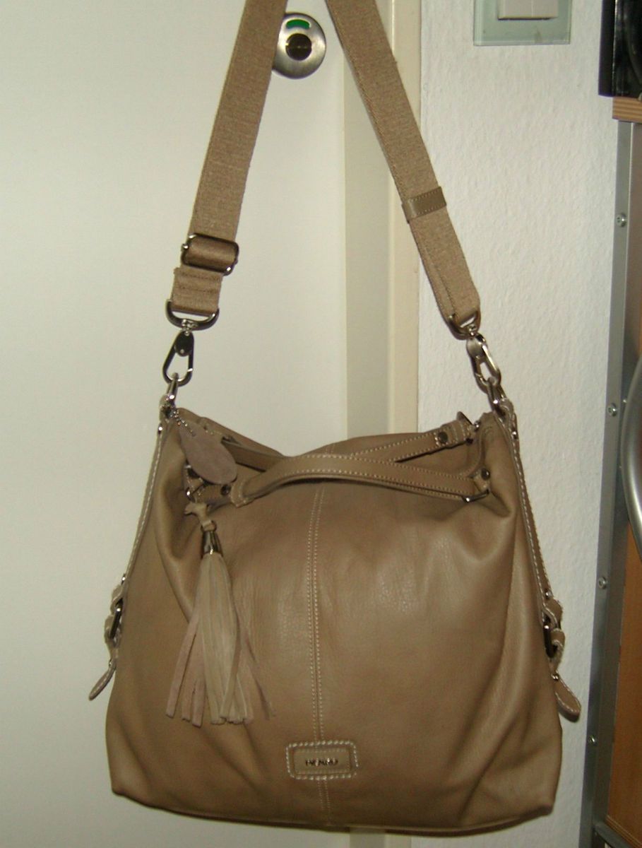 LEDER Tasche Beuteltasche beige braun taupe *WIE NEU* NP 199