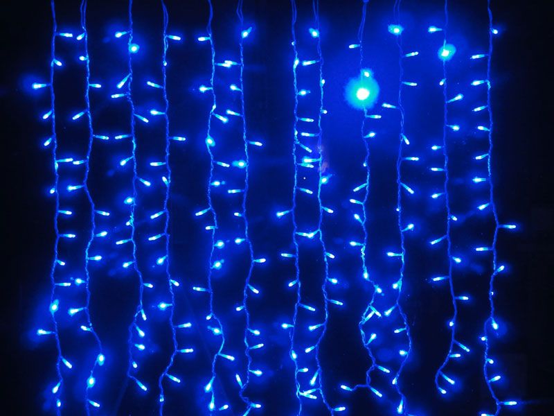 216 LED Lichterketten Vorhang 1m² BLAU