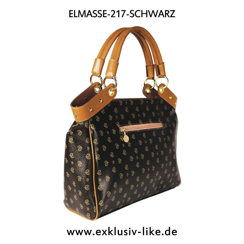 ELMASSE 217 SCHWARZ  MONOGRAM CANVAS LEDER IMITAT XXL XL TASCHE ITLAY