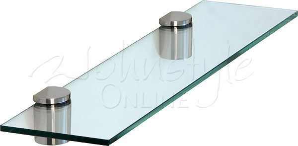 Glasregal Wandregal KLAR Glas 60 x 20 cm DESIGNCLIPS 1 Edelstahl