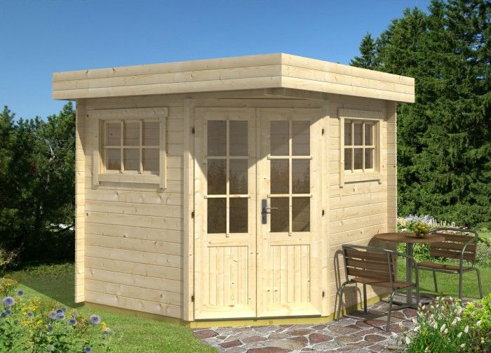 Gartenhaus Blockhaus 250 x 250 cm mit Flachdach