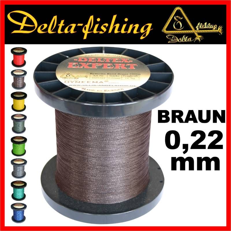 RUND GEFLOCHTENE DYNEEMA ANGELSCHNUR 0,22mm 270m BRAUN 0,04EUR/M