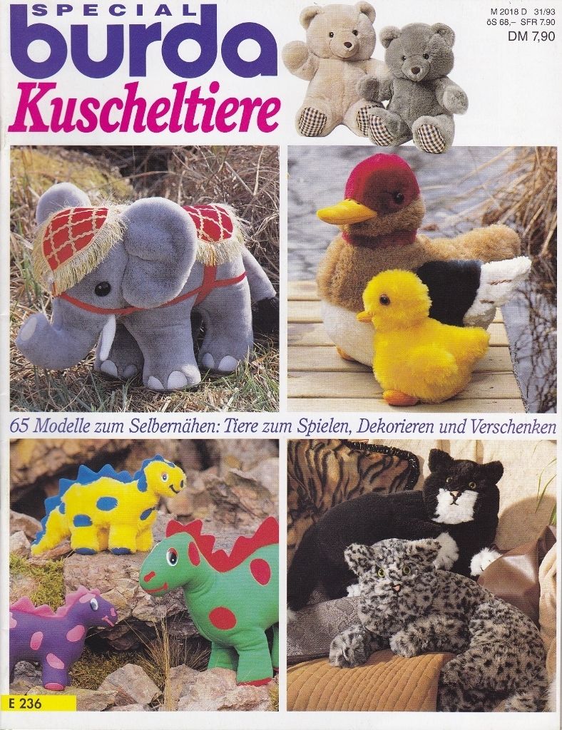 BURDA Special Kuscheltiere E 236 nähen Tiere Puppen stricken