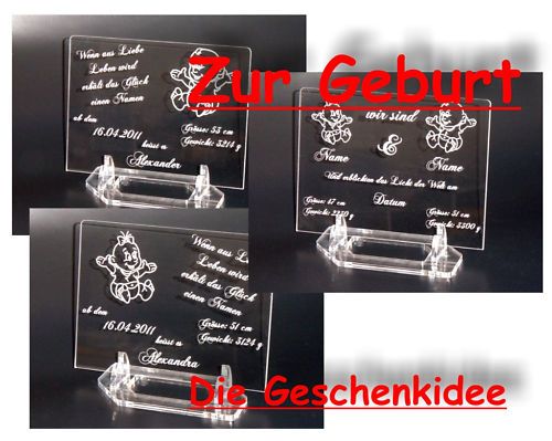 Acrylschild mit Gravur, zur Geburt Super Geschenk GS005