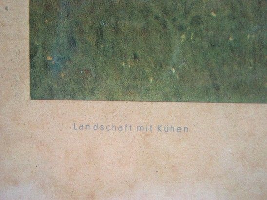 älterer Druck, Landschaft mit Kühen, Carl Seibels