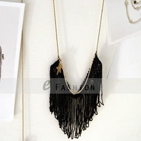 Halskette Quaste Stern Anhänger Damen Lange Kette lady necklace NEU