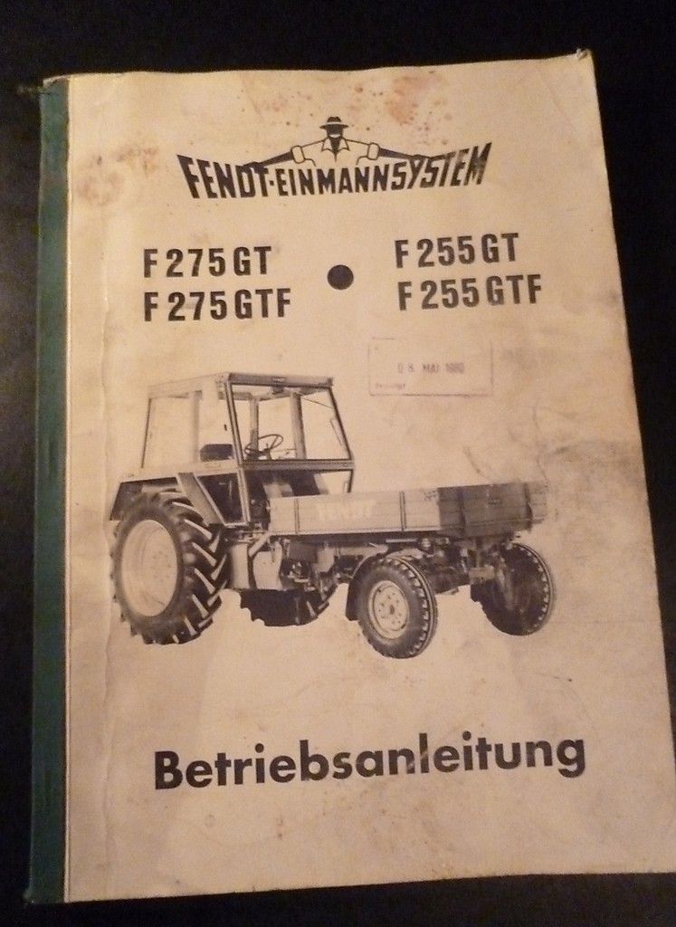 Fendt Geräteträger Betriebsanleitung F 275 GT Traktor Schlepper 500015
