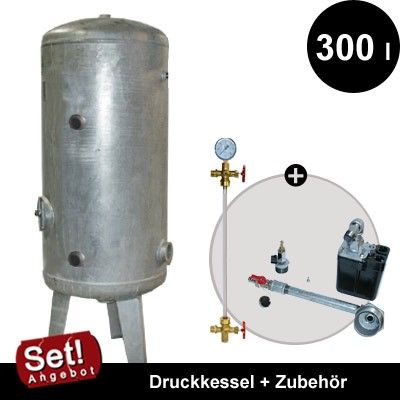 300 l Druckkessel Druckbehälter verzinkt 6 bar inkl. Zubehör