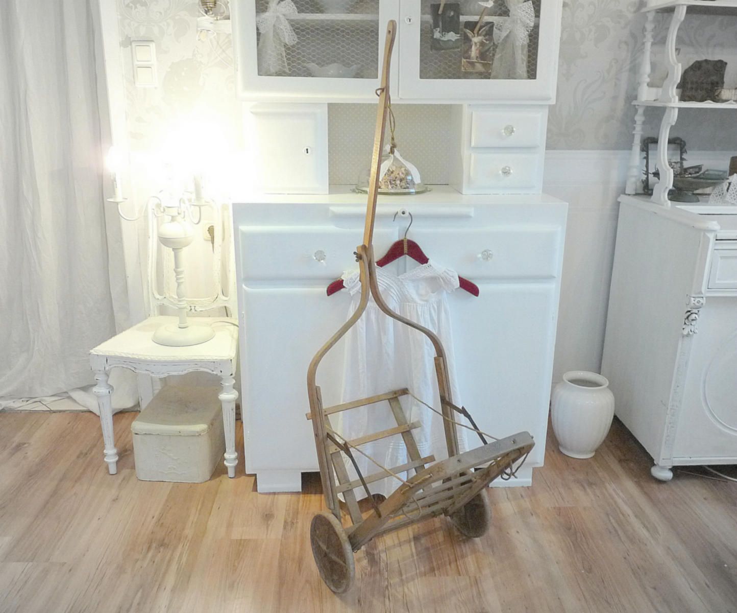 SHABBY CHIC uraltes ROLLDIE Trolley Holz Fundzustand Vintage ORIGINAL