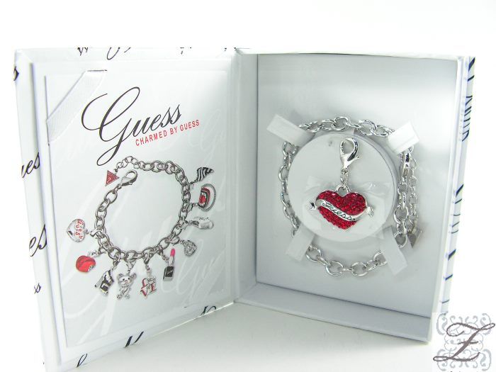 NEU GUESS Bettelarmband mit Herz Charm UBS81001 Schmuck Armband