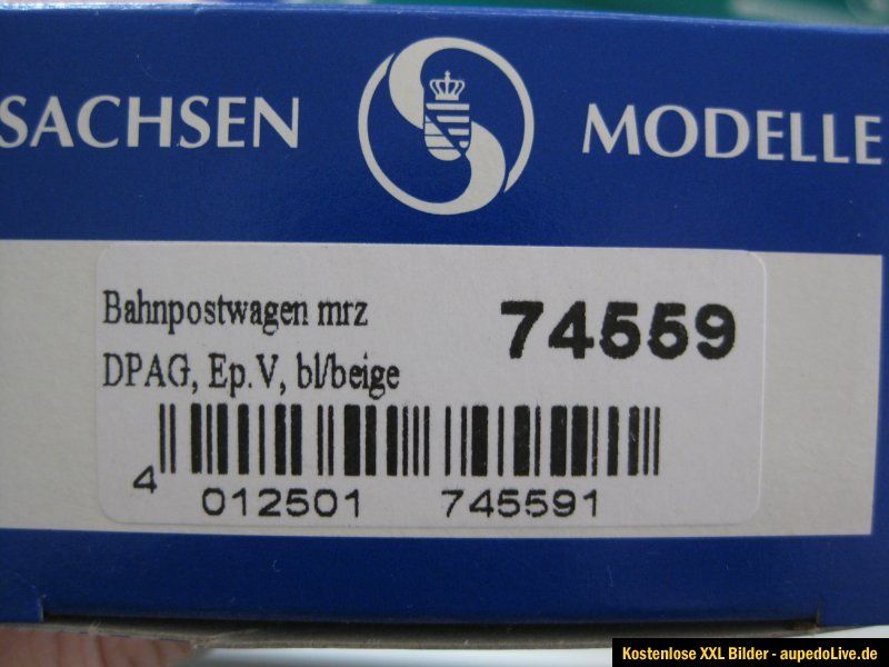 Sachsenmodelle 74559 Bahnpostwagen mrz DP AG Epoche V, blau/beige, XXL