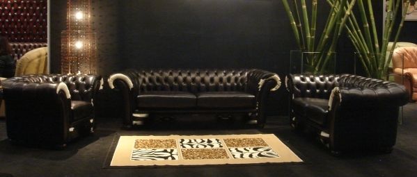 Klassisches 3er LEDER CHESTERFIELD MILANETTI SOFA LEDERSOFA B 287