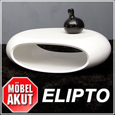 COUCHTISCH ELIPTO, DESIGN TISCH WEIß HOCHGLANZ NEU