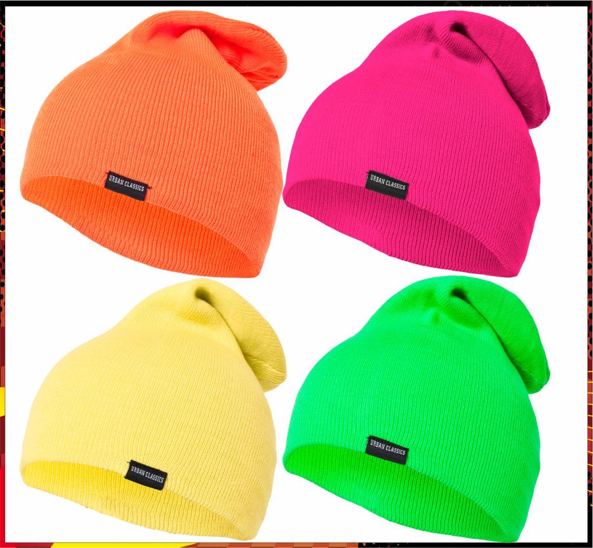 URBAN CLASSICS NEON LONG BEANIE WINTER MÜTZE STRICK SLOUCH