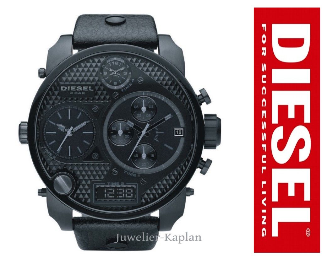 Chrono Digi DZ7193 Chronogrph Leder Schwarz NEU UVP 299€