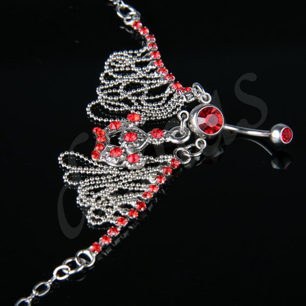 Bauchnabel Piercing Bauchnabel 316 Chirurgenstahl+Strass Sexy Rot