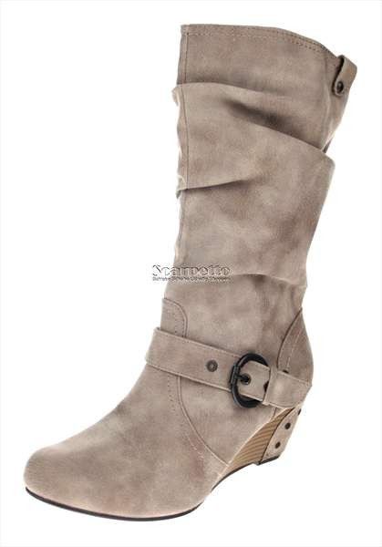 Damenstiefel Winterstiefel Keilabsatz Stiefel khaki Größen 36 41