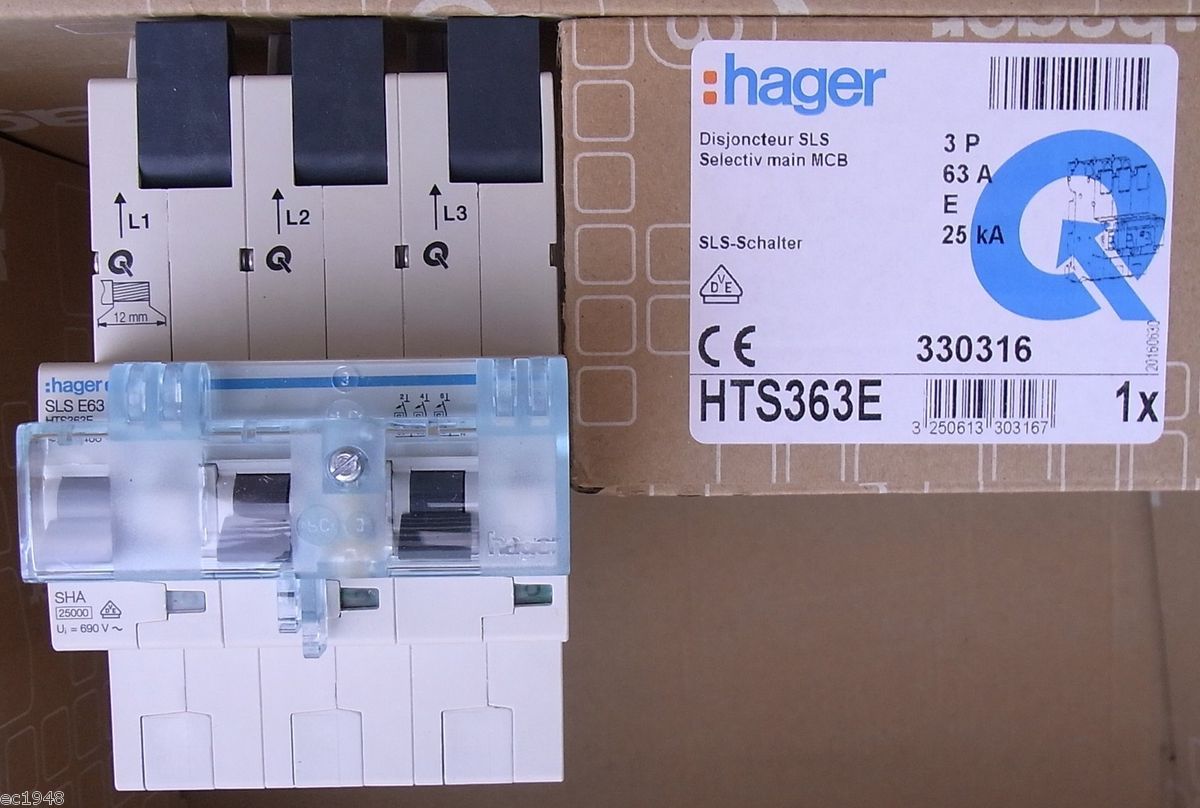 Hager SLS 40A 30mA HTS335E HTS340E HTS350E HTS363 E Hauptschalter