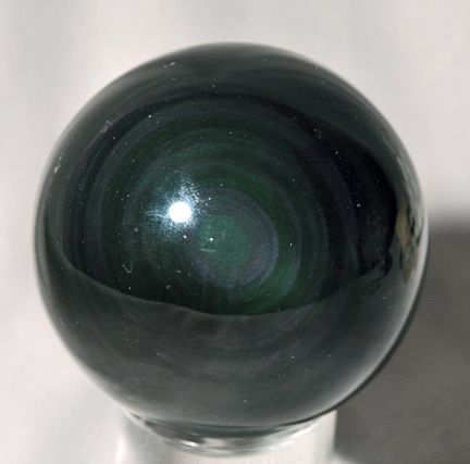 Dramatically Dark Rainbow Obsidian Crystal Sphere