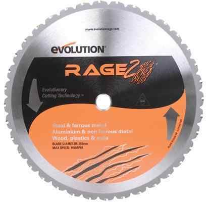 EVOLUTION Kappsäge blatt RAGE 2 355mm x 36 T MESSER MULTI ZWECK