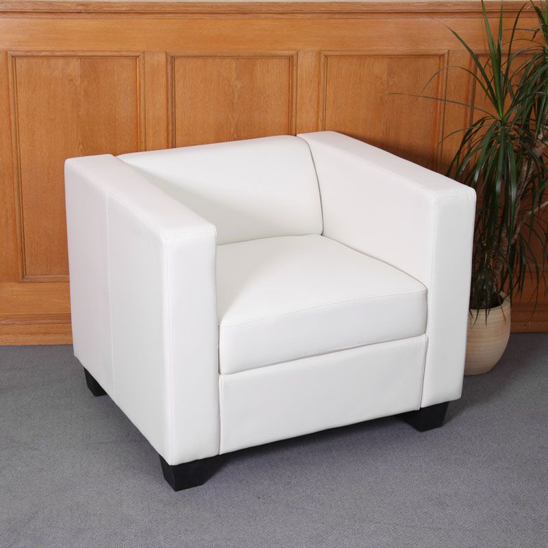 Sessel Loungesessel M65, Kunstleder, Leder, Mikrofaser, creme schwarz