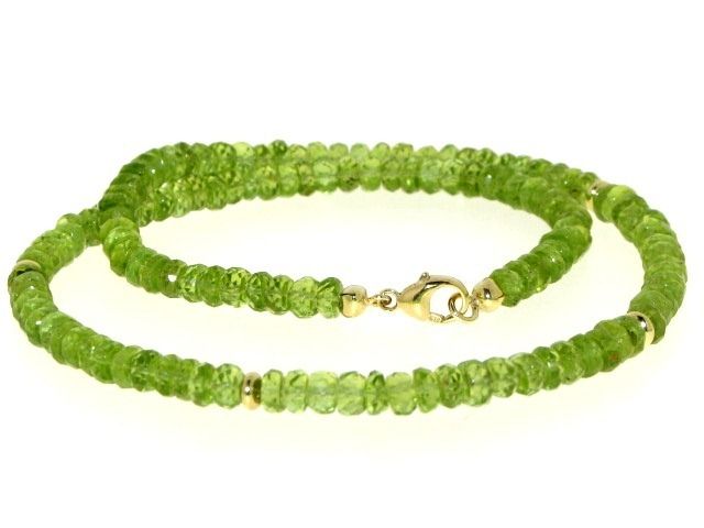 SCHMUCKJAGD KETTE 375/  GG PERIDOT FACETTENREICH