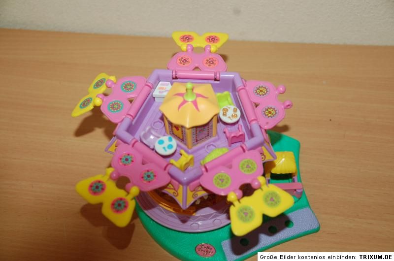 Polly Pocket Mini   3 mal Karussell & 1 Blumen Dose mit 4 Puppen