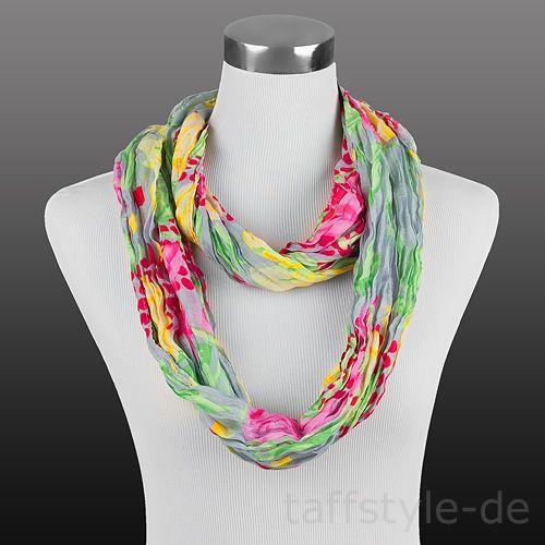 XL Rundschal Loop Schal Crinkle Schlauchschal Sommer Blumen Farbwahl