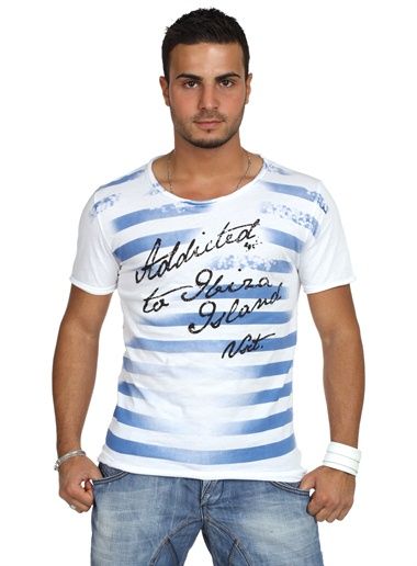 VSCT Herren Sommer Shirt Rundhals Streifen T Shirt Ibiza ocean