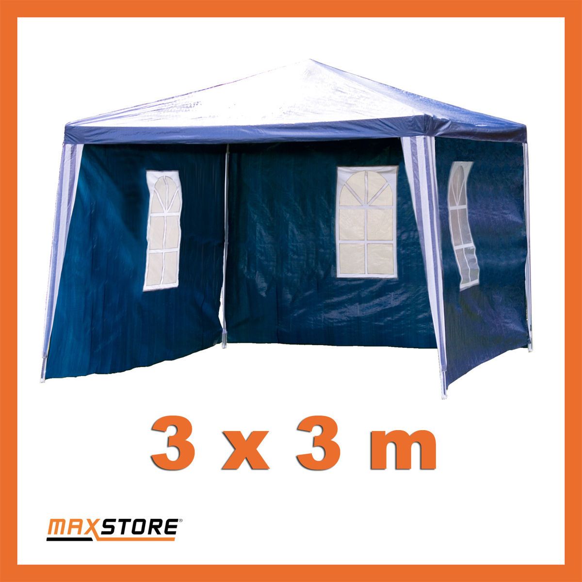 3x3 m Pavillon Festzelt Partyzelt blau + 4 Seitenteile