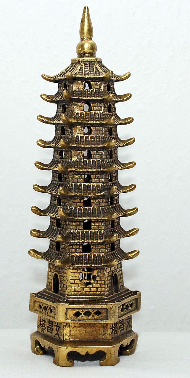 Pagode Bronzefigur Skulptur China Feng Shui Asiatika Bronze