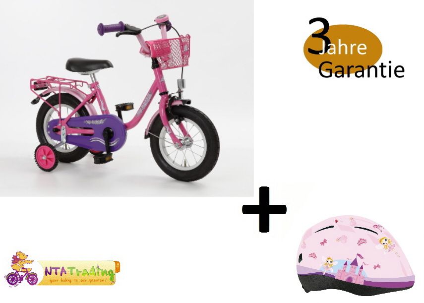 Bachtenkirch Kinderfahrrad 14 Zoll MY BONNIE mit Koerbchen Helm Gr S