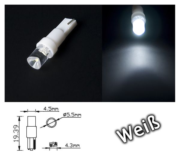 10 St. T5 FLAT LED BELEUCHTUNG W2x4.6D 12V XENON WEISS