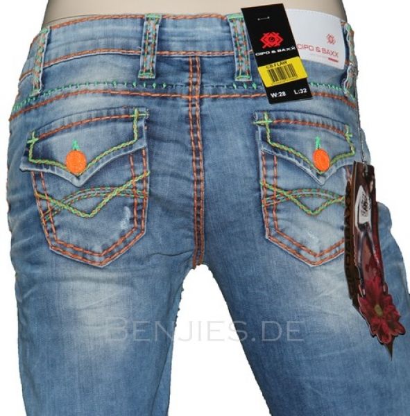 Jeans Bleached Neon Nähte Kollektion 2012 CBW 445 NEU B Ware