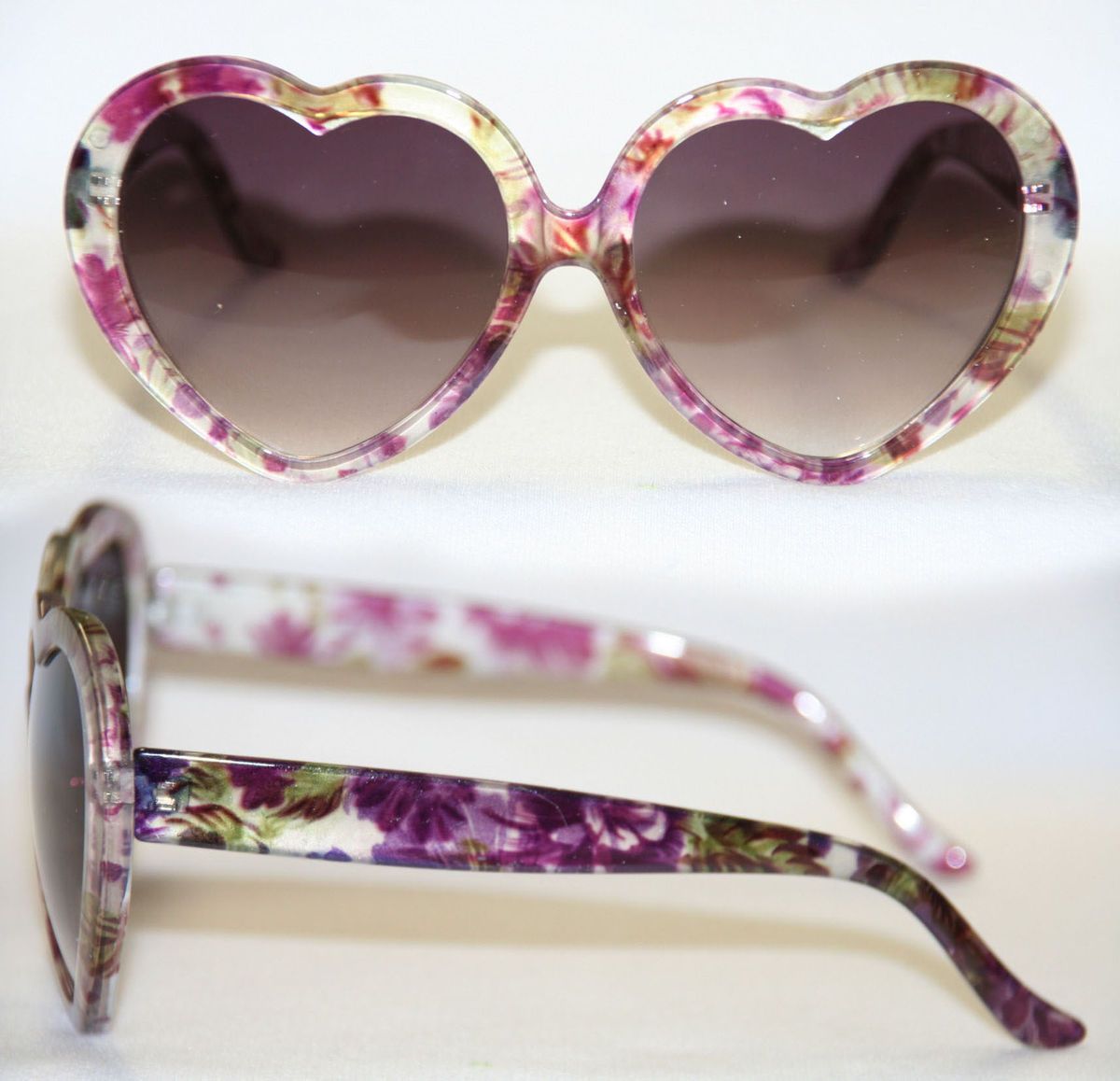 Flower Heart Sunglasses lila schwarz orange Vintage 459