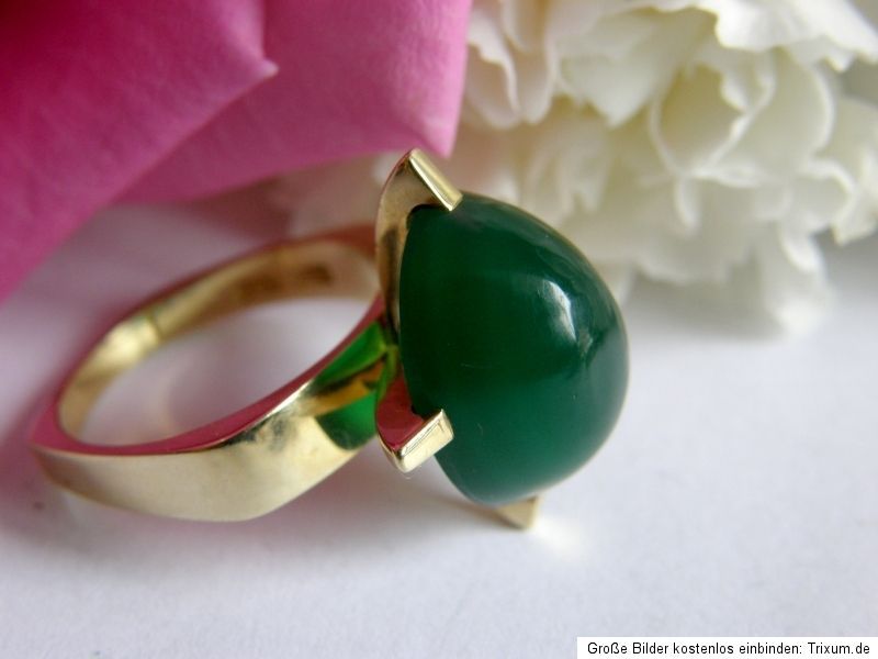 Designer Ring 585°Gold massiv 7,3 g echter Chrysopras Gr.54 edel