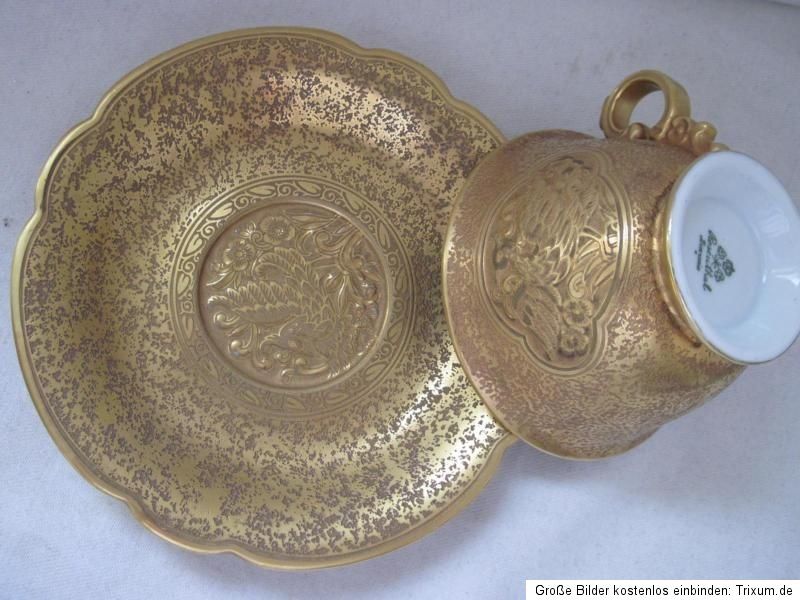 Schöne Rosenthal Jugendstil Gold Sammeltasse mit Vogelmotiv