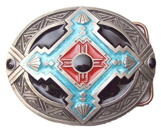 Indianer Buckle schwarz Türkis