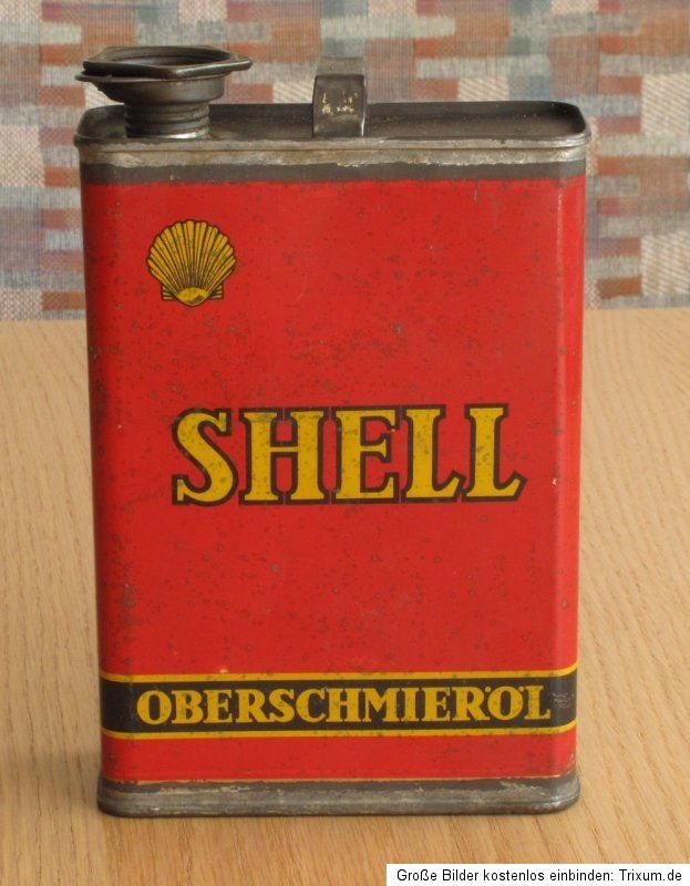 Alte kl. Blechdose Kanne * SHELL Oberschmieröl *