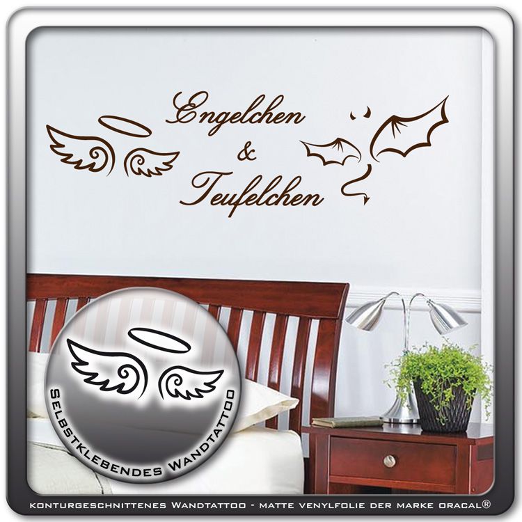 Engelchen Teufelchen Wandtattoo Schlafzimmer Deko WT482