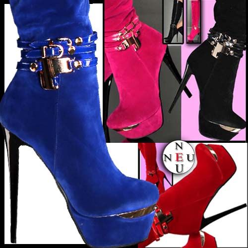 HIGH HEEL STILETTO 14,5cm PLATEAU STIEFEL 35 41478