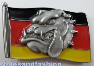 Gürtelschnalle Buckle Bulldogge Deutsche Flagge Spike