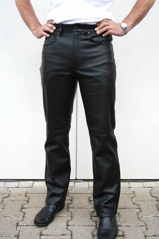 Lederhose 501 Top Büffel Nappa schwarz Lederjeans