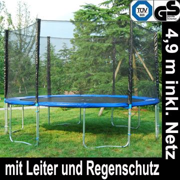 Gartentrampolin mit Sicherheitsnetz     250 bis 490 cm     NEU